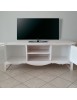 MOBILI 2G - Porta tv legno shabby bianco anticato decori 160X50X61VISTA FRONTALE