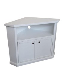 MOBILI 2G - Mobile porta tv angolo 2 Ante Legno shabby bianco 72X63X80 VISTA FRONTALE