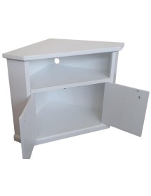 MOBILI 2G - Mobile porta tv angolo 2 Ante Legno shabby bianco 72X63X80 VISTA FRONTALE