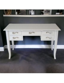 MOBILI 2G - Scrivania 5 cassetti legno shabby bianco 105x56x81 130x65x81 150x65x81 vista frontale