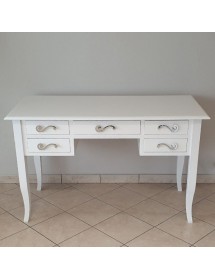 MOBILI 2G - Scrivania 5 cassetti legno shabby bianco 105x56x81 130x65x81 150x65x81 vista frontale