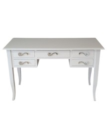 MOBILI 2G - Scrivania 5 cassetti legno shabby bianco 105x56x81 130x65x81 150x65x81 vista frontale