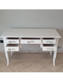 MOBILI 2G - Scrivania 5 cassetti legno bianco con poltroncina 105x56x81 130x65x81 150x65x81 vista frontale