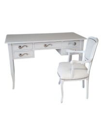MOBILI 2G - Scrivania 5 cassetti legno bianco con poltroncina 105x56x81 130x65x81 150x65x81 vista frontale