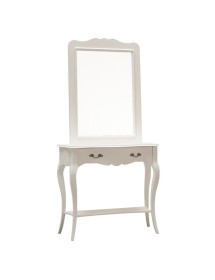 MOBILI 2G - CONSOLLE SHABBY CHIC BIANCO OPACO CON SPECCHIO vista frontale
