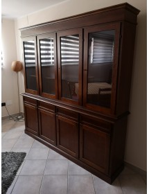 Cristalliera arte povera 4 porte legno tinta noce 205X42X205 (379)