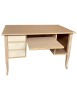 MOBILI 2G - Scrivania classica 3 cassetti porta pc in Legno grezzo 130x75x81 vista frontale