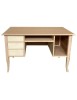 MOBILI 2G - Scrivania classica 3 cassetti porta pc in Legno grezzo 130x75x81 vista frontale