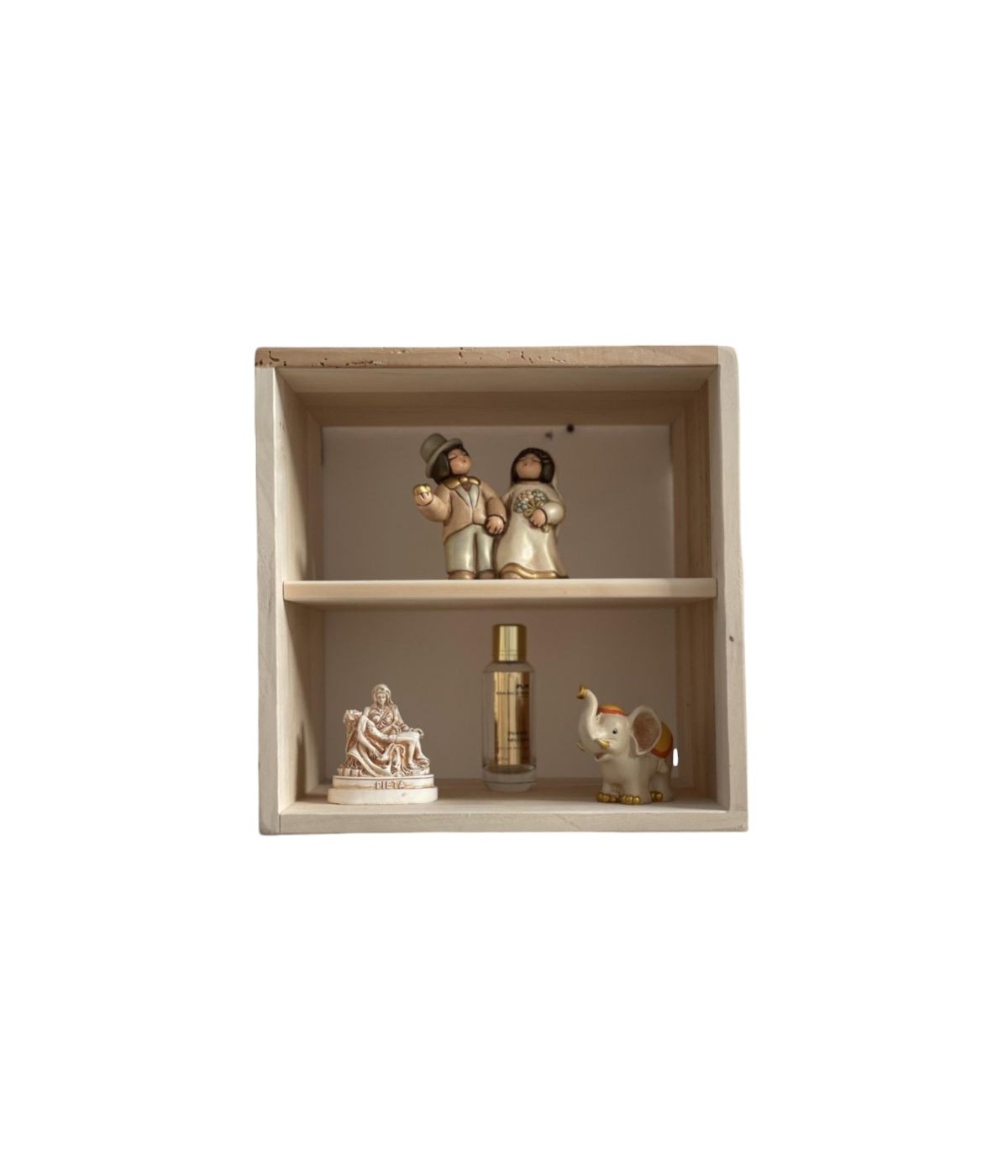 MOBILI 2G - Cubo legno massello con ripiano grezzo  26x20x26   31x23x31  36x27x36 vista frontale