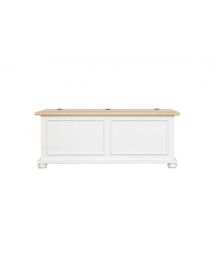 MOBILI 2G - Cassapanca in legno shabby bianco naturale 116,5X40,5X46 VISTA FRONTALE