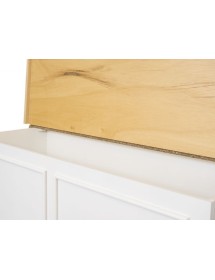 MOBILI 2G - Cassapanca in legno shabby bianco naturale 116,5X40,5X46 VISTA FRONTALE APERTO