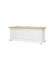 MOBILI 2G - Cassapanca in legno shabby bianco naturale 116,5X40,5X46 VISTA FRONTALE
