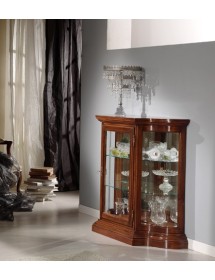 MOBILI 2G - Vetrina classica vetro curvo Legno tinta noce bassano 101X36X99 vista frontale