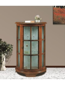 MOBILI 2G - Vetrina classica vetro curvo Legno tinta noce 74X42X112 vista frontale