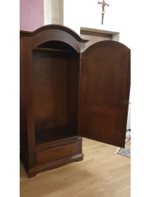 MOBILI 2G - Armadio arte povera 1 porta legno noce foglia oro 96x56x196H vista frontale