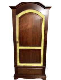 MOBILI 2G - Armadio arte povera 1 porta legno noce foglia oro 96x56x196H vista frontale