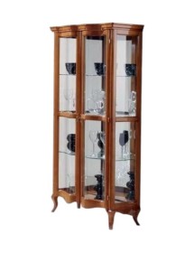 MOBILI 2G - Vetrina classica vetro curvo Legno tinta noce scuro 89X44X186 VISTA FRONTALE