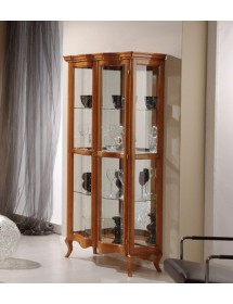 MOBILI 2G - Vetrina classica vetro curvo Legno tinta noce scuro 89X44X186 VISTA FRONTALE