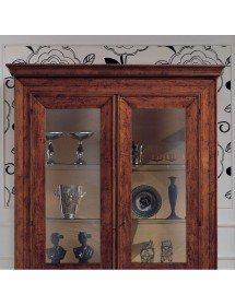 MOBILI 2G - Vetrina 2 ante classica Legno noce bassano intarsiata 154X50X214 vista frontale