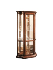 MOBILI 2G - Vetrina classica vetro curvo Legno tinta noce 101X36X200 vista frontale