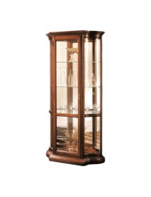 MOBILI 2G - Vetrina classica vetro curvo Legno tinta noce 101X36X200 vista frontale