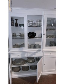 CRISTALLIERA ARTE POVERA 3 PORTE IN LEGNO SHABBY BIANCO 156X42X205 ...