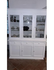 CRISTALLIERA ARTE POVERA 3 PORTE IN LEGNO SHABBY BIANCO 156X42X205 ...