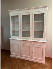 CRISTALLIERA ARTE POVERA 3 PORTE IN LEGNO SHABBY BIANCO 156X42X205 ...