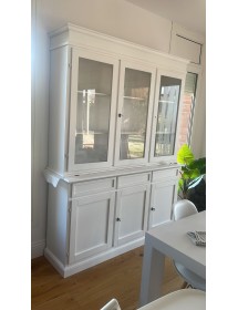 CRISTALLIERA ARTE POVERA 3 PORTE IN LEGNO SHABBY BIANCO 156X42X205 ...