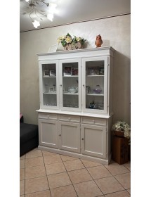 CRISTALLIERA ARTE POVERA 3 PORTE IN LEGNO SHABBY BIANCO 156X42X205 ...