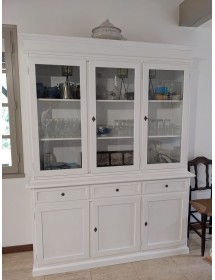 CRISTALLIERA ARTE POVERA 3 PORTE IN LEGNO SHABBY BIANCO 156X42X205 ...