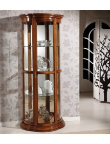 MOBILI 2G - Vetrina classica vetro curvo Legno tinta noce 78X44X195 vista frontale