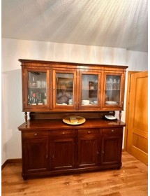 CRISTALLIERA ARTE POVERA 4 PORTE IN LEGNO TINTA NOCE 196X43X205 (508)