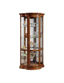 MOBILI 2G - Vetrina classica vetro curvo Legno tinta noce 93X44X195 vista frontale