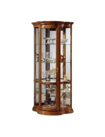 MOBILI 2G - Vetrina classica vetro curvo Legno tinta noce 93X44X195 vista frontale