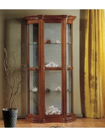 MOBILI 2G - Vetrina classica vetro curvo Legno tinta noce 90X33X196 vista frontale