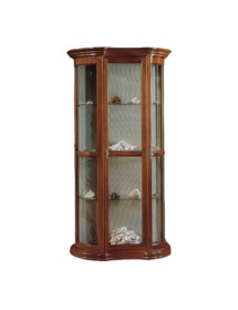 MOBILI 2G - Vetrina classica vetro curvo Legno tinta noce 90X33X196 vista frontale