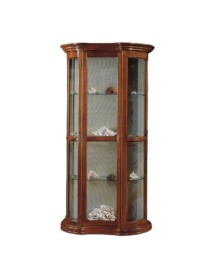 MOBILI 2G - Vetrina classica vetro curvo Legno tinta noce 90X33X196 vista frontale
