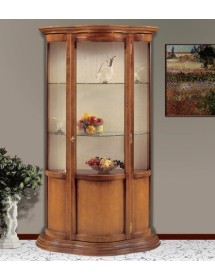 MOBILI 2G - Vetrina classica vetro curvo Legno tinta noce bassano 101X47X198 vista frontale