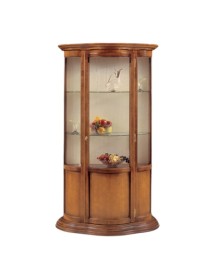 MOBILI 2G - Vetrina classica vetro curvo Legno tinta noce bassano 101X47X198 vista frontale