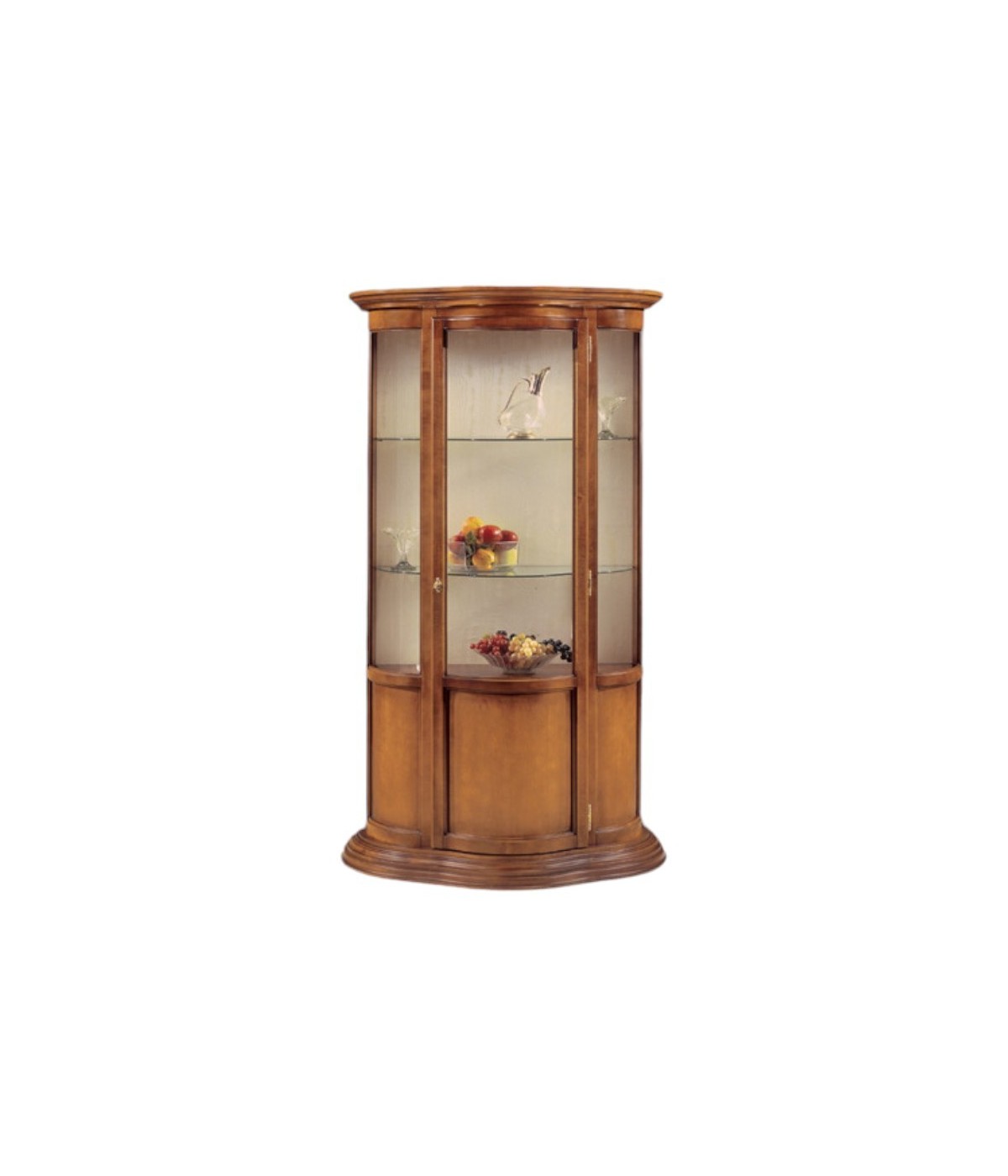 MOBILI 2G - Vetrina classica vetro curvo Legno tinta noce bassano 101X47X198 vista frontale