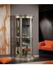 MOBILI 2G - Vetrina classica vetro curvo Legno foglia argento anticato 101X47X198 VISTA FRONTALE