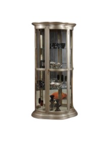 MOBILI 2G - Vetrina classica vetro curvo Legno foglia argento 101X47X198 VISTA FRONTALE