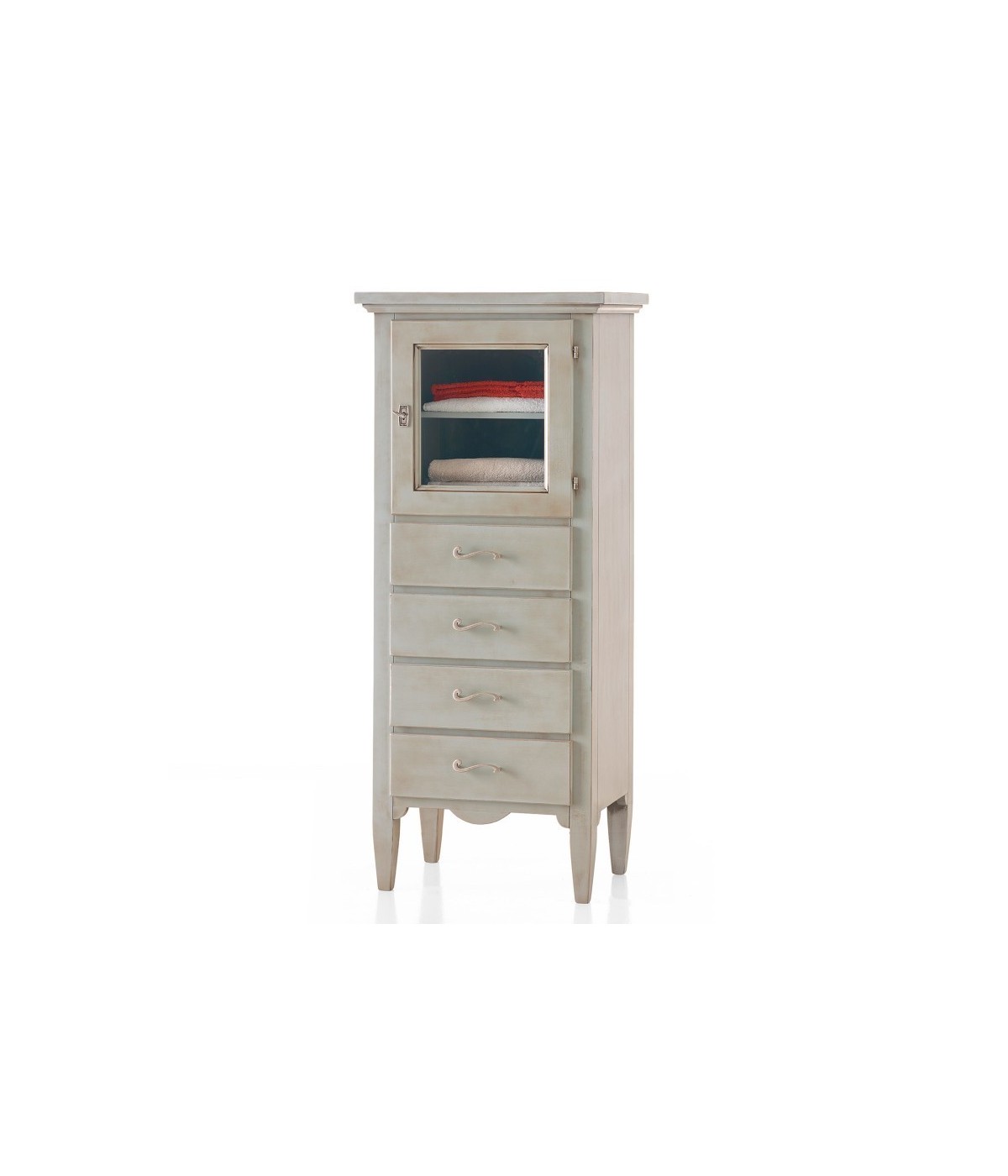 VETRINETTA 1 PORTA 4 CASSETTI LACCATO EFFETTO OSSIDATO MISURE L.57 P.40 H.134
