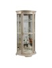 MOBILI 2G - Vetrina classica vetro curvo Legno bianco anticato 98X49X200 VISTA FRONTALE