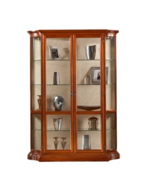 MOBILI 2G - Vetrina classica vetro curvo Legno tinta noce 151X36X200 vista frontale