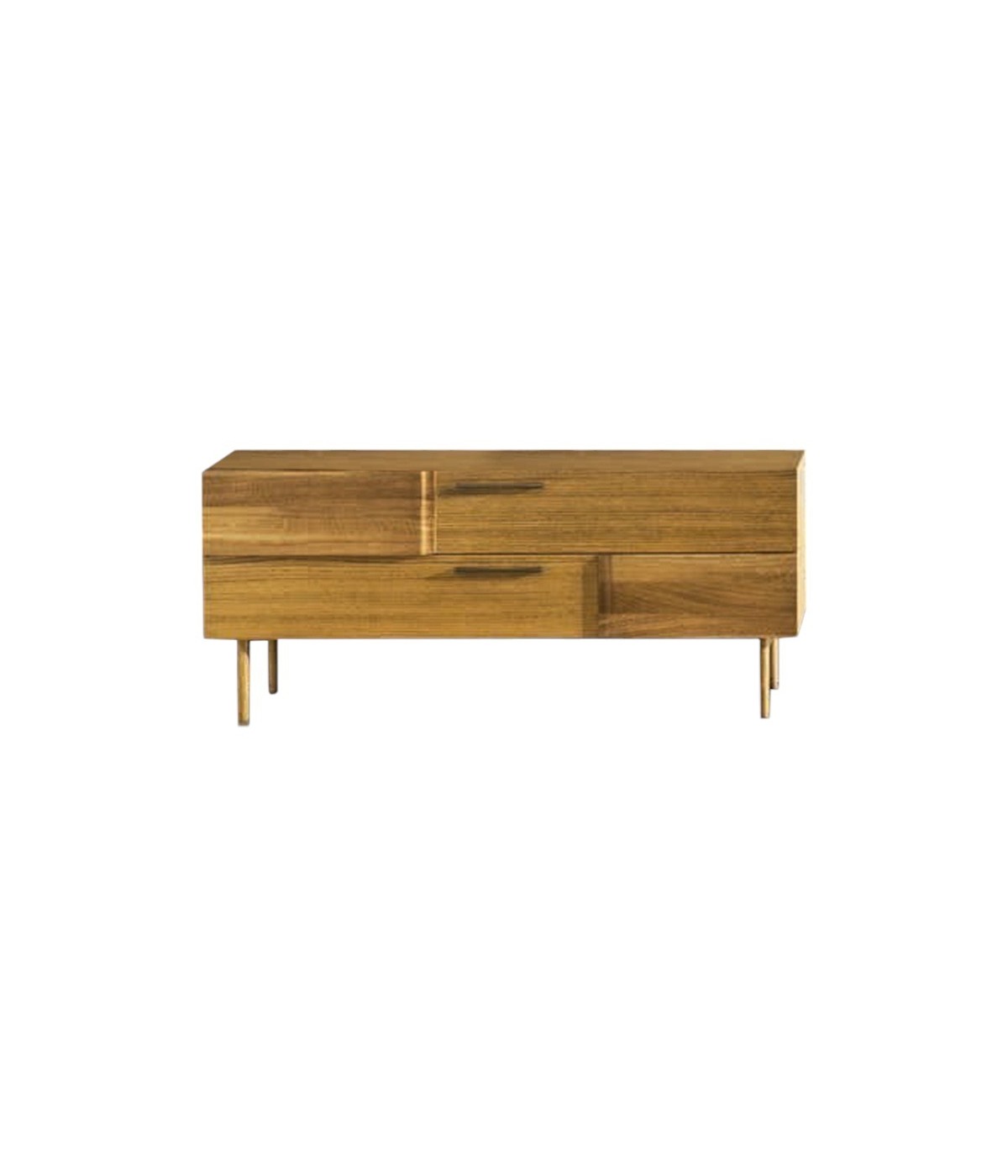 MOBILI 2G - Mobile porta tv 2 cassetti legno rovere 140X48X60 VISTA FRONTALE