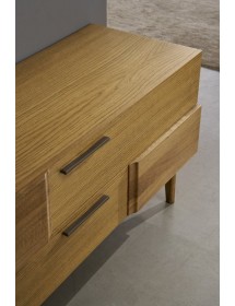 MOBILI 2G - Mobile porta tv 2 cassetti legno rovere 140X48X60 VISTA FRONTALE