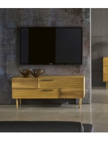 MOBILI 2G - Mobile porta tv 2 cassetti legno rovere 140X48X60 VISTA FRONTALE