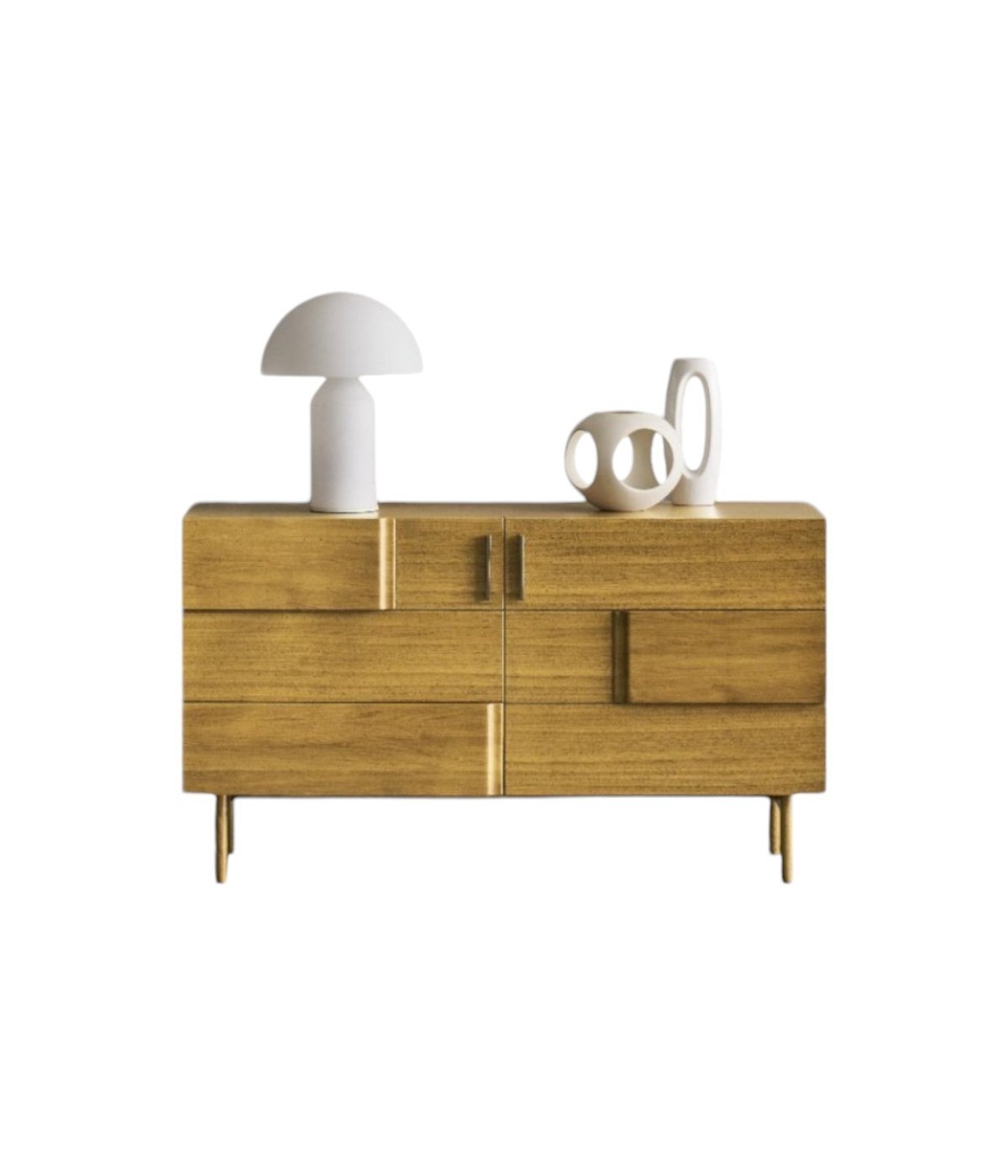 MOBILI 2G - Credenza madia 2 porte legno rovere 140X52X81 vista frontale